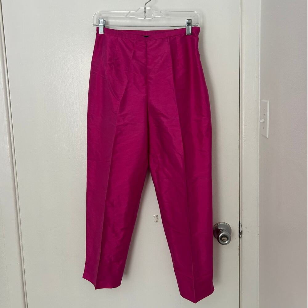 Valerie Stevens Pink 100% Silk Straight Leg Pants